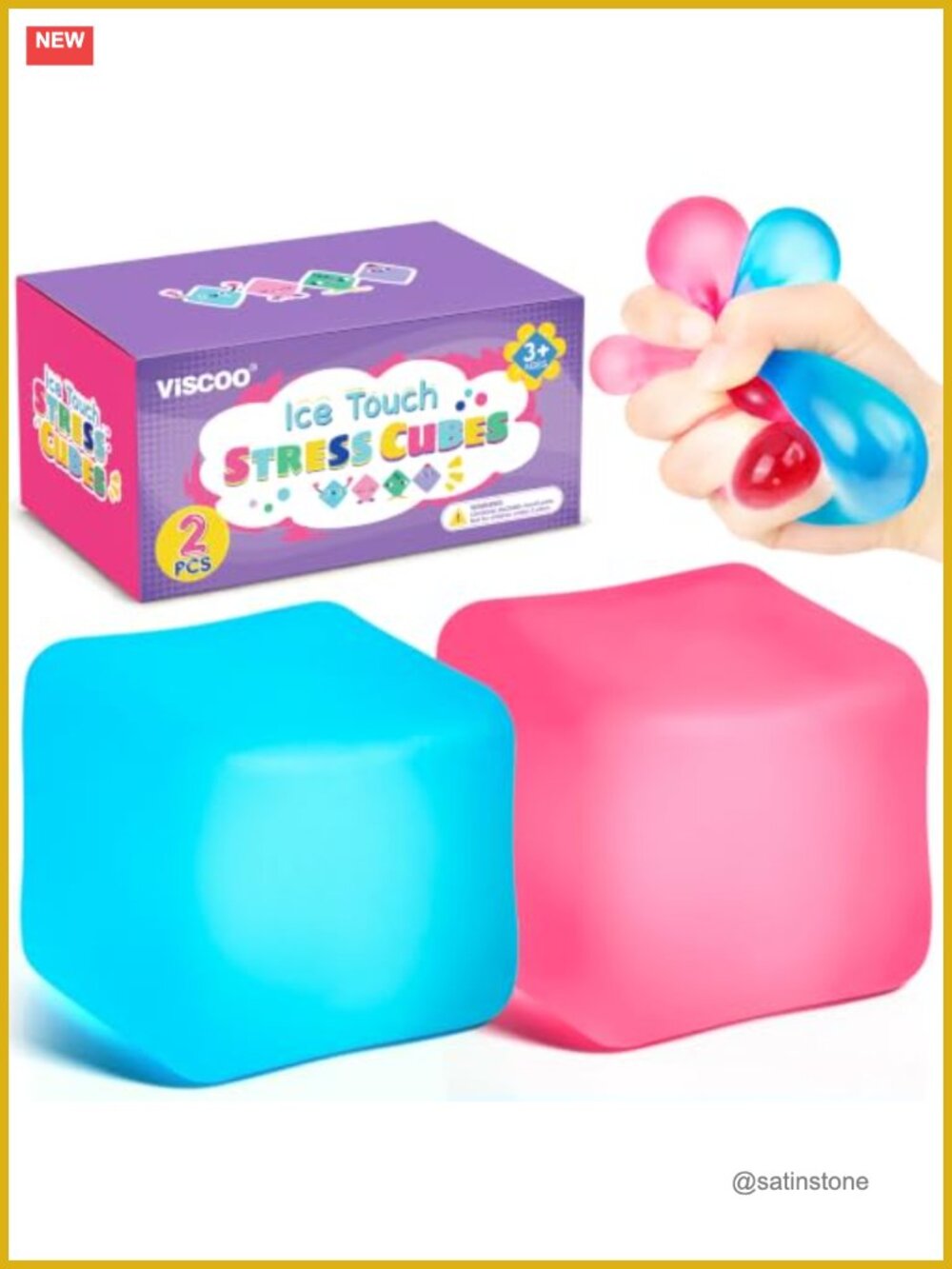 2 Pack Stress Cube Squishy Anxiety Relief Fidget Toy Slow Rising TPR
